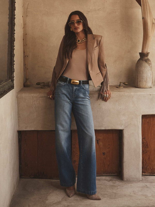 Vashti Fringed Leather Blazer