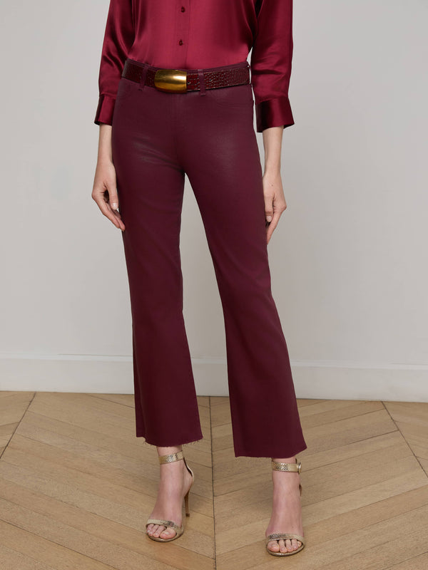 Kendra Coated Cropped Flare Jean