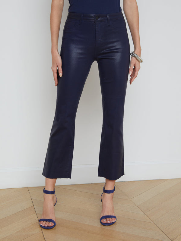 Kendra Coated Cropped Flare Jean